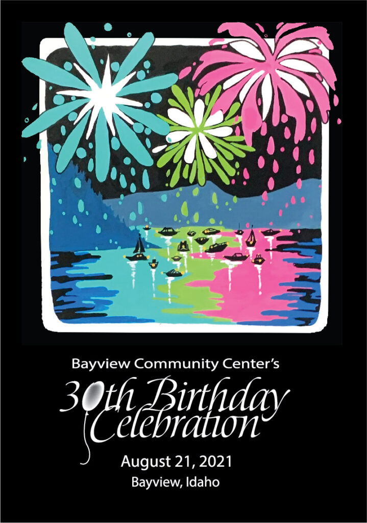 A poster of fireworks and water with the words " 3 0 th birthday celebration ".